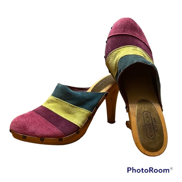 Coach | Shoes | Coach Suede Highheeled Mules 9b | Poshmark